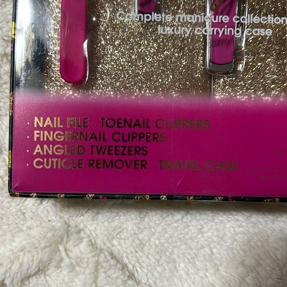daisy fuentes Fuchsia Pink Gold Ultimate 5 Piece Pedi Manicure Set Travel Case - Picture 3 of 6